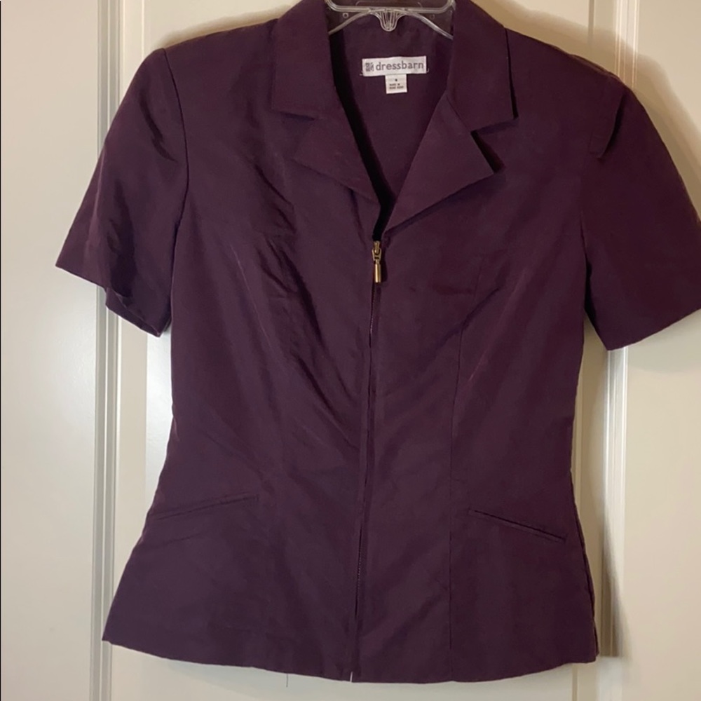 Matching burgundy blouse and skirt